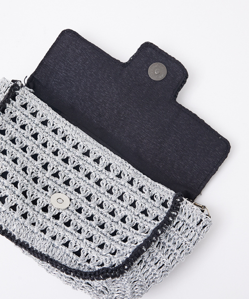 Rouge vif la cle(ルージュヴィフラクレ)の「【Swaraj/スワラージ】手編みのメタリックマクラメBAG / チェーンミニバッグ / ハンドメイド(トートバッグ・レディース・ゴールド/ブラック/シルバー・フリー)」の18枚目の写真