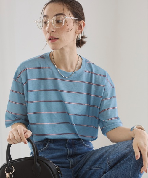ANGIE(アンジー)の「シアー スラブ Tシャツ(Tシャツ/カットソー・レディース・ブルー系その他/ホワイト系その他/キャメル/オフホワイト/ブラック/ブラウン系その他・FREE)」の5枚目の写真