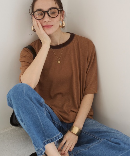 ANGIE(アンジー)の「シアー スラブ Tシャツ(Tシャツ/カットソー・レディース・ブルー系その他/ホワイト系その他/キャメル/オフホワイト/ブラック/ブラウン系その他・FREE)」の6枚目の写真