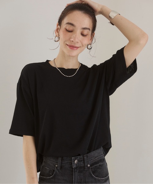 ANGIE(アンジー)の「シアー スラブ Tシャツ(Tシャツ/カットソー・レディース・ブルー系その他/ホワイト系その他/キャメル/オフホワイト/ブラック/ブラウン系その他・FREE)」の1枚目の写真
