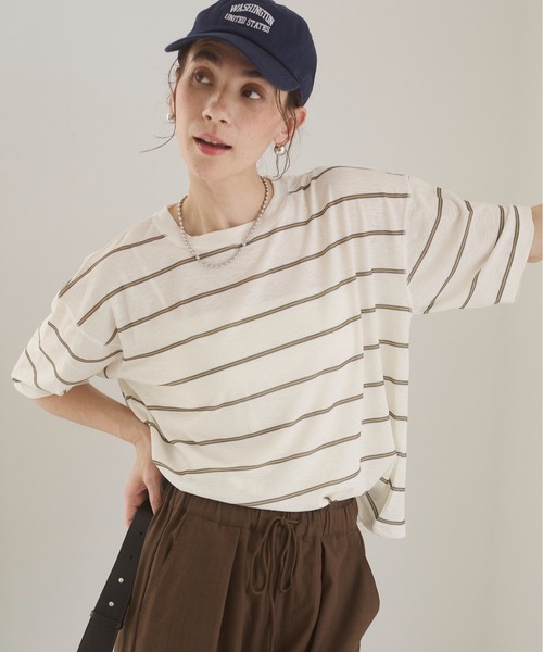 ANGIE(アンジー)の「シアー スラブ Tシャツ(Tシャツ/カットソー・レディース・ブルー系その他/ホワイト系その他/キャメル/オフホワイト/ブラック/ブラウン系その他・FREE)」の22枚目の写真