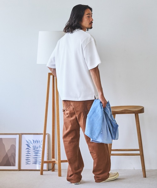THE CRAFT CREW PRODUCTS(ザクラフトクループロダクツ)の「ファンクショナルファブリック ロゴ刺繍 ビッグシルエットヘンリーネック ワッフル 半袖Tシャツ / 抗菌・防臭【THE CRAFT CREW PRODUCTS】(Tシャツ/カットソー・メンズ・ダークネイビー/オフホワイト/アッシュグレー/ブラック/グレイッシュベージュ・S/M/L)」の13枚目の写真