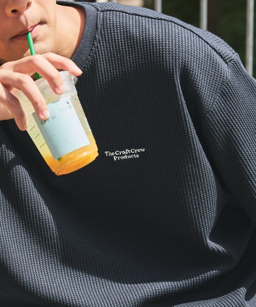 ファンクショナルファブリック ロゴ刺繍 ビッグシルエットヘンリー