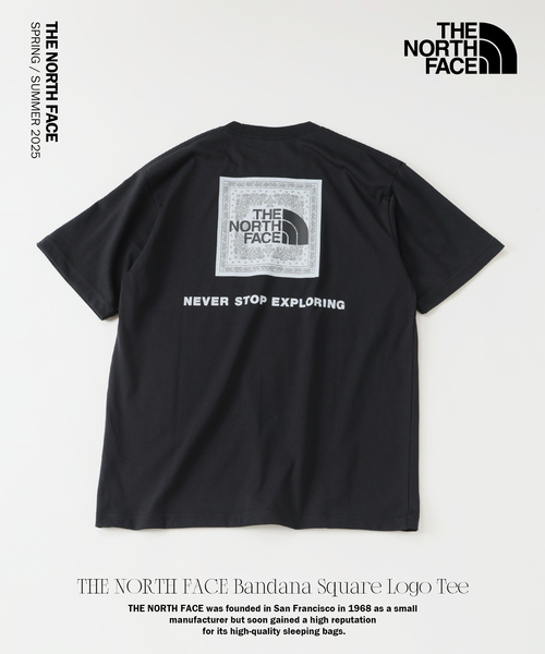 THE NORTH FACE(ザノースフェイス)の「THE NORTH FACE / ザ ノースフェイス バンダナ スクエア ロゴ Tシャツ(Tシャツ/カットソー・メンズ・チャコールグレー/ブラック/ネイビー・MEDIUM/LARGE/X-LARGE)」の2枚目の写真