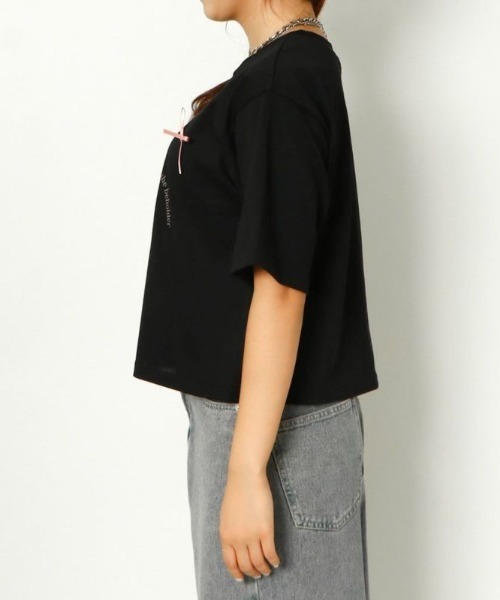 GORGE(ゴージ)の「《立体リボン×猫プリント》レディース 半袖Tシャツ クロップド丈 映えカジュアル 春夏秋(Tシャツ/カットソー・レディース・オフホワイト/ブラック/ブルー・F)」の10枚目の写真