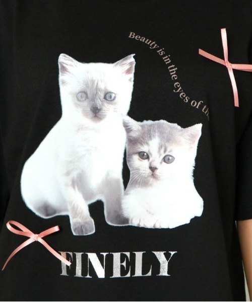 GORGE(ゴージ)の「《立体リボン×猫プリント》レディース 半袖Tシャツ クロップド丈 映えカジュアル 春夏秋(Tシャツ/カットソー・レディース・オフホワイト/ブラック/ブルー・F)」の9枚目の写真