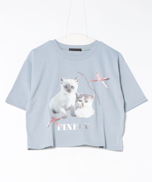 GORGE(ゴージ)の「《立体リボン×猫プリント》レディース 半袖Tシャツ クロップド丈 映えカジュアル 春夏秋(Tシャツ/カットソー・レディース・オフホワイト/ブラック/ブルー・F)」の14枚目の写真