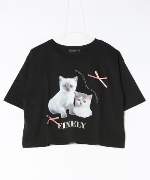 GORGE(ゴージ)の「《立体リボン×猫プリント》レディース 半袖Tシャツ クロップド丈 映えカジュアル 春夏秋(Tシャツ/カットソー・レディース・オフホワイト/ブラック/ブルー・F)」の15枚目の写真
