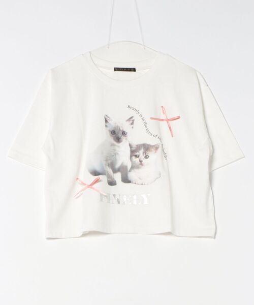 GORGE(ゴージ)の「《立体リボン×猫プリント》レディース 半袖Tシャツ クロップド丈 映えカジュアル 春夏秋(Tシャツ/カットソー・レディース・オフホワイト/ブラック/ブルー・F)」の13枚目の写真