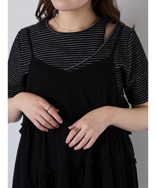 ehka sopo(エヘカソポ)の「ボーダーカットアウトプルオーバー(Tシャツ/カットソー・レディース・ブラック/キナリ/ピンク・F)」の4枚目の写真