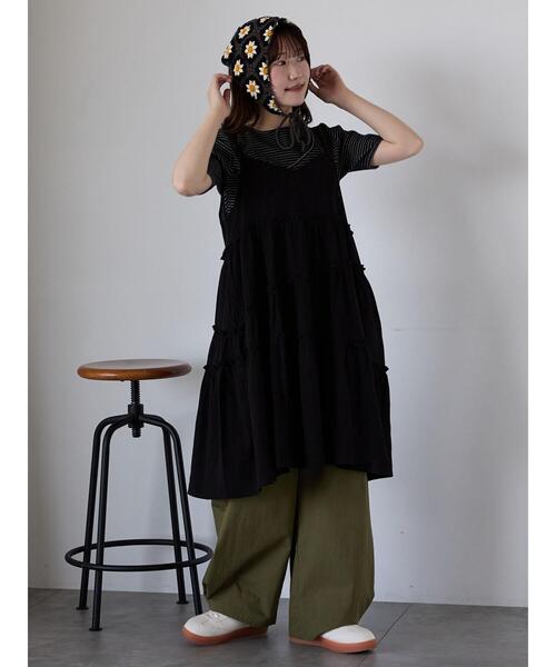 ehka sopo(エヘカソポ)の「ボーダーカットアウトプルオーバー(Tシャツ/カットソー・レディース・ブラック/キナリ/ピンク・F)」の10枚目の写真