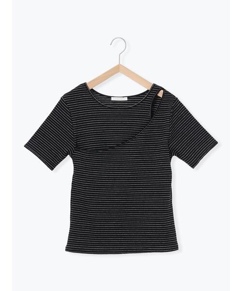 ehka sopo(エヘカソポ)の「ボーダーカットアウトプルオーバー(Tシャツ/カットソー・レディース・ブラック/キナリ/ピンク・F)」の13枚目の写真