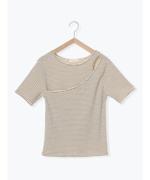 ehka sopo(エヘカソポ)の「ボーダーカットアウトプルオーバー(Tシャツ/カットソー・レディース・ブラック/キナリ/ピンク・F)」の15枚目の写真