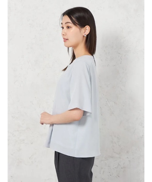 HARUYAMA（ハルヤマ）の「【UVカット】2WAYタイ風バ－付ブラウス 5分袖 透けにくい ウォッシャブル SOFFICE（シャツ/ブラウス・レディース・ホワイト/ブルー・S/M/L/LL）」の12枚目の写真