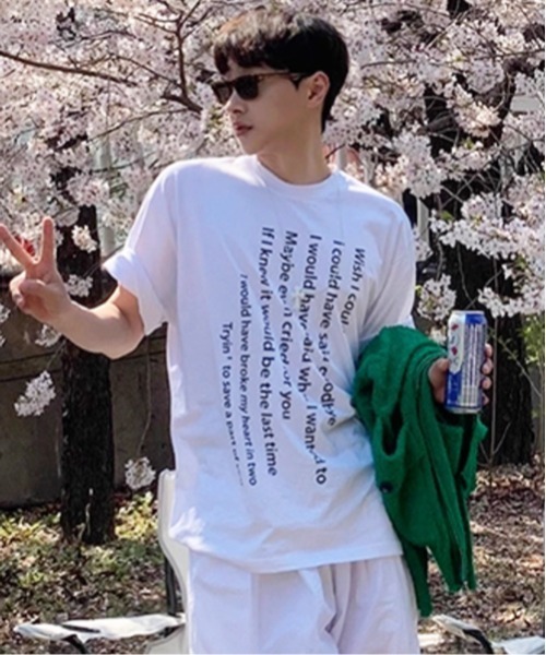 NOWLE(ノウル)の「【NOWLE】テキスト デザイン プリント 半袖 Tシャツ(Tシャツ/カットソー・メンズ・ホワイト/ブラウン・MEDIUM/LARGE/X-LARGE)」の2枚目の写真