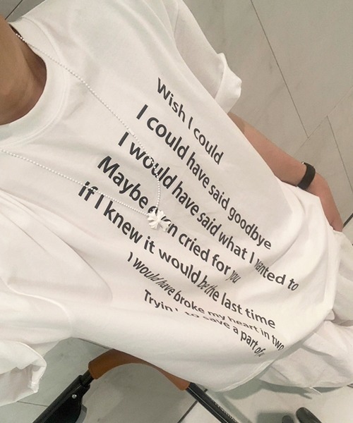 NOWLE(ノウル)の「【NOWLE】テキスト デザイン プリント 半袖 Tシャツ(Tシャツ/カットソー・メンズ・ホワイト/ブラウン・MEDIUM/LARGE/X-LARGE)」の4枚目の写真