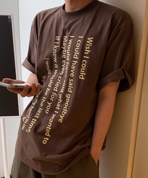 NOWLE(ノウル)の「【NOWLE】テキスト デザイン プリント 半袖 Tシャツ(Tシャツ/カットソー・メンズ・ホワイト/ブラウン・MEDIUM/LARGE/X-LARGE)」の16枚目の写真