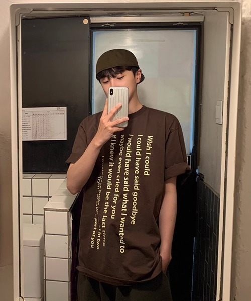 NOWLE(ノウル)の「【NOWLE】テキスト デザイン プリント 半袖 Tシャツ(Tシャツ/カットソー・メンズ・ホワイト/ブラウン・MEDIUM/LARGE/X-LARGE)」の13枚目の写真