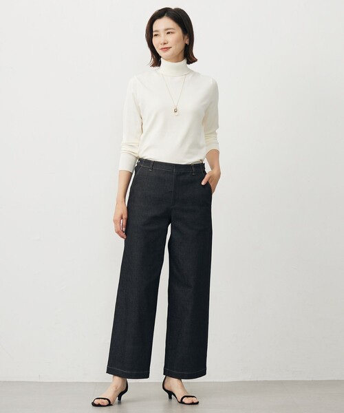J.PRESS Ladies(J.プレス レディス)の「【WEB限定カラーあり】ハイパワーデニムツイル ワイドパンツ(その他パンツ・レディース・ベージュ系/ブラック系/ネイビー系・S/XS/XXS)」の16枚目の写真