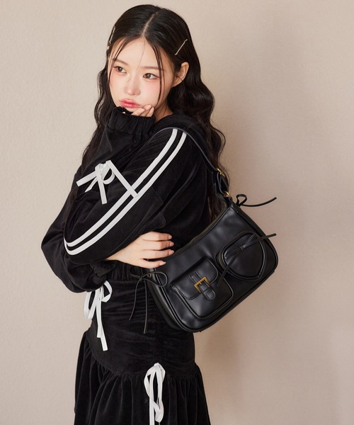 one after another NICE CLAUP（ワンアフターアナザーナイスクラップ）の「サイドラインリボンパーカー（パーカー・レディース・ブラック/モカ/ホワイト/グレー・FREE）」の14枚目の写真