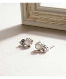 itam（アイタム）の「ターコイズ ホワイトムーンストーン ミニカラーストーン セラミックポストピアス（ピアス（両耳用））」