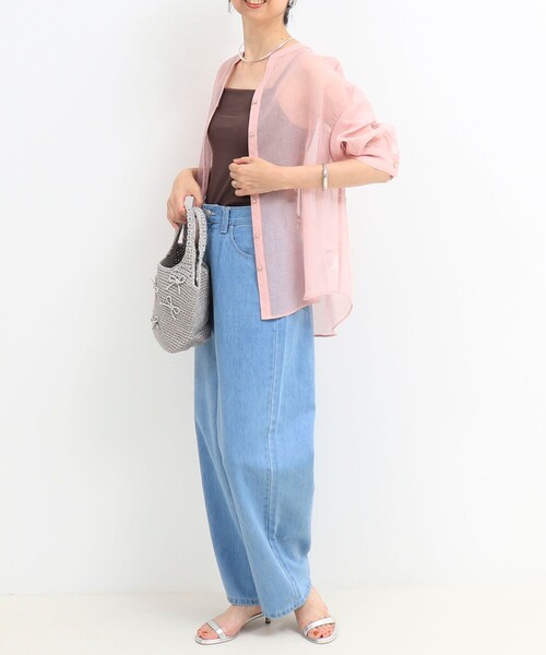 MICO COULIER（ミコクリエ）の「シアーリネンライクシャツ（シャツ/ブラウス・レディース・ベージュ/チャコールグレー/ライトブルー/ベビーピンク・38）」の8枚目の写真