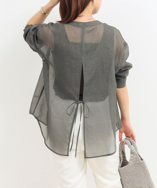 MICO COULIER（ミコクリエ）の「シアーリネンライクシャツ（シャツ/ブラウス・レディース・ベージュ/チャコールグレー/ライトブルー/ベビーピンク・38）」の14枚目の写真