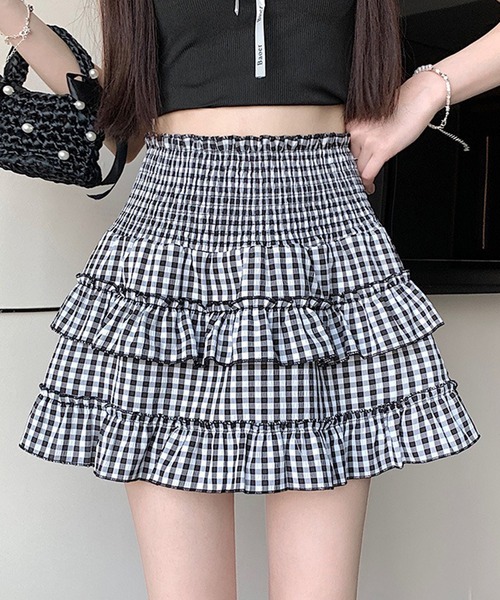 ミニスカート Chevron miniskirt MG2252_15PM_F0241_S_OOO 2color 】クロスストラップサイドリボンミニスカート ／ cross