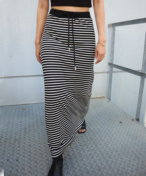 FIG&VIPER（フィグアンドバイパー）の「ボーダーロングSK（スカート・レディース・ブラック・FREE）」の8枚目の写真