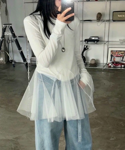 Vipoa（ヴィポア）の「tulle layered tunic bustier（その他トップス・レディース・ホワイト/ブラック・FREE）」の2枚目の写真