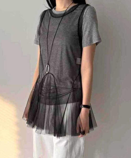Vipoa（ヴィポア）の「tulle layered tunic bustier（その他トップス・レディース・ホワイト/ブラック・FREE）」の6枚目の写真