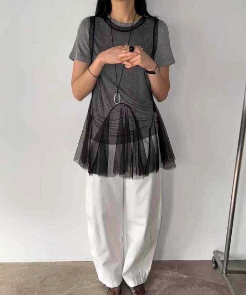 Vipoa（ヴィポア）の「tulle layered tunic bustier（その他トップス・レディース・ホワイト/ブラック・FREE）」の9枚目の写真