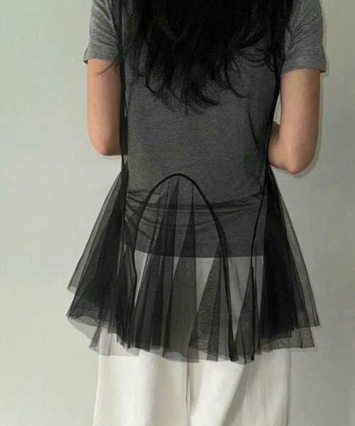 Vipoa（ヴィポア）の「tulle layered tunic bustier（その他トップス・レディース・ホワイト/ブラック・FREE）」の7枚目の写真