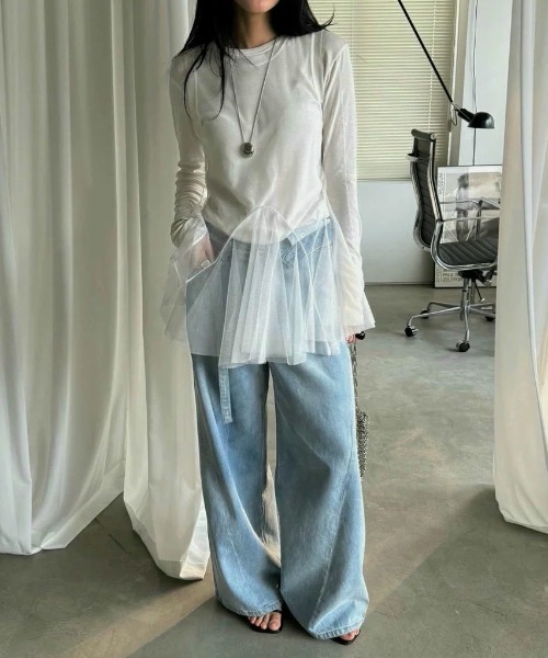 Vipoa（ヴィポア）の「tulle layered tunic bustier（その他トップス・レディース・ホワイト/ブラック・FREE）」の3枚目の写真