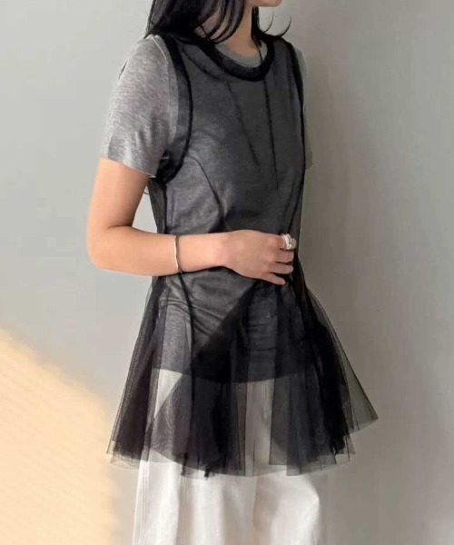 Vipoa（ヴィポア）の「tulle layered tunic bustier（その他トップス・レディース・ホワイト/ブラック・FREE）」の11枚目の写真