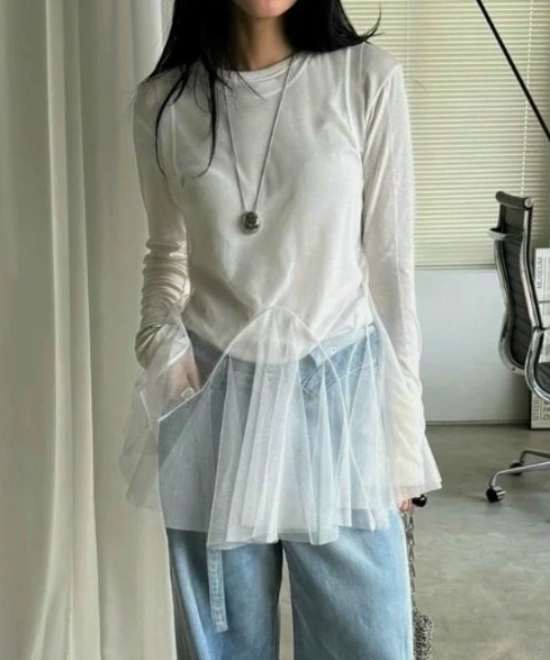 Vipoa（ヴィポア）の「tulle layered tunic bustier（その他トップス・レディース・ホワイト/ブラック・FREE）」の10枚目の写真