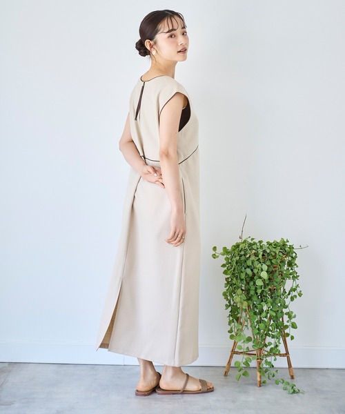 mil(ミル)の「配色パイピング ジャンスカ 【587141】(ワンピース・レディース・ブラック/ライトベージュ/ブラウン・XS/S)」の10枚目の写真