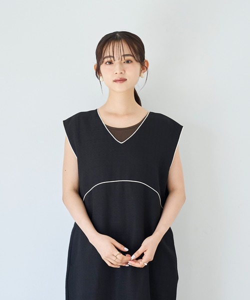 mil(ミル)の「配色パイピング ジャンスカ 【587141】(ワンピース・レディース・ブラック/ライトベージュ/ブラウン・XS/S)」の19枚目の写真