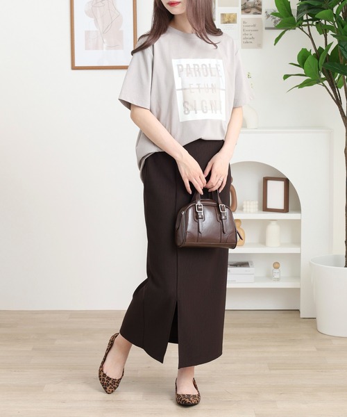 EGLANTINE(エグランティーヌ)の「EGLANTINE 箔プリントオーガンジーカットソー(Tシャツ/カットソー・レディース・ダークブラウン/サンドベージュ/ブラック・38)」の20枚目の写真