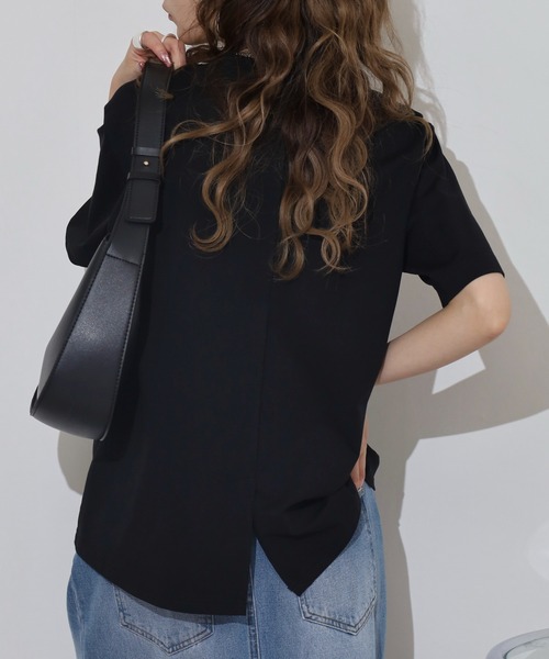 EGLANTINE(エグランティーヌ)の「EGLANTINE 箔プリントオーガンジーカットソー(Tシャツ/カットソー・レディース・ダークブラウン/サンドベージュ/ブラック・38)」の7枚目の写真