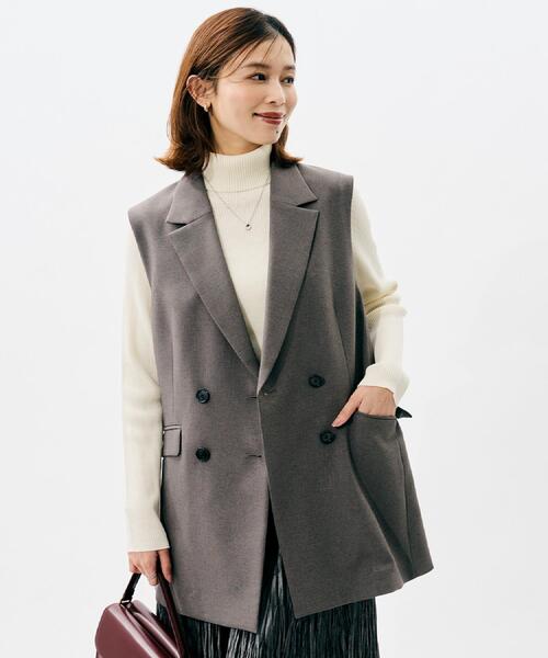 UNTITLED（アンタイトル）の「【セットアップ可/洗える】スラブテーラードカラージレ（ベスト・レディース・ブラウン系その他/ブラック・48/44/04/02/01/00）」の2枚目の写真