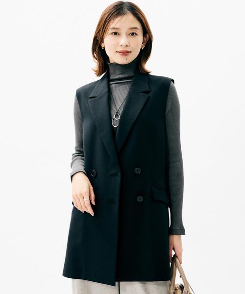 UNTITLED（アンタイトル）の「【セットアップ可/洗える】スラブテーラードカラージレ（ベスト・レディース・ブラウン系その他/ブラック・48/44/04/02/01/00）」の4枚目の写真