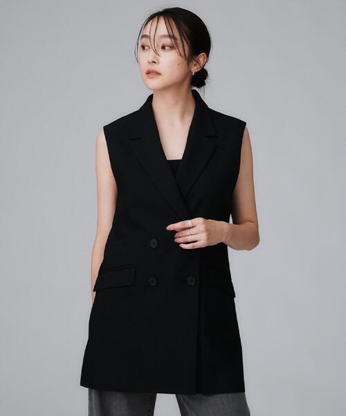 UNTITLED（アンタイトル）の「【セットアップ可/洗える】スラブテーラードカラージレ（ベスト・レディース・ブラウン系その他/ブラック・48/44/04/02/01/00）」の7枚目の写真