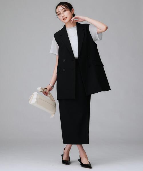 UNTITLED（アンタイトル）の「【セットアップ可/洗える】スラブテーラードカラージレ（ベスト・レディース・ブラウン系その他/ブラック・48/44/04/02/01/00）」の9枚目の写真