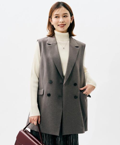 UNTITLED（アンタイトル）の「【セットアップ可/洗える】スラブテーラードカラージレ（ベスト・レディース・ブラウン系その他/ブラック・48/44/04/02/01/00）」の12枚目の写真