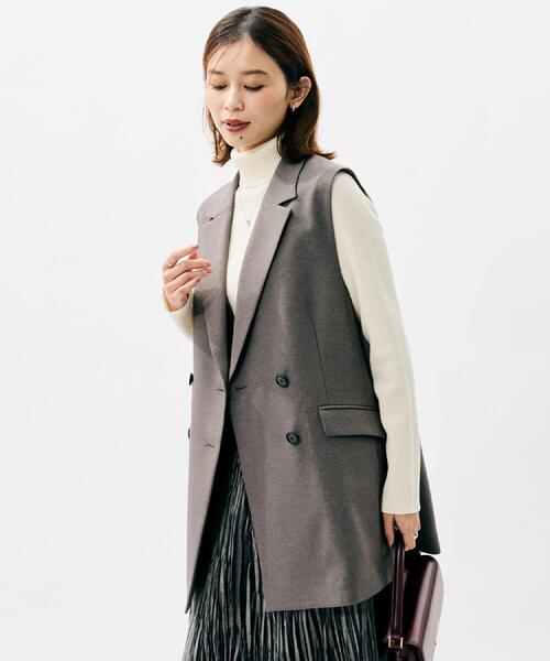 UNTITLED（アンタイトル）の「【セットアップ可/洗える】スラブテーラードカラージレ（ベスト・レディース・ブラウン系その他/ブラック・48/44/04/02/01/00）」の13枚目の写真