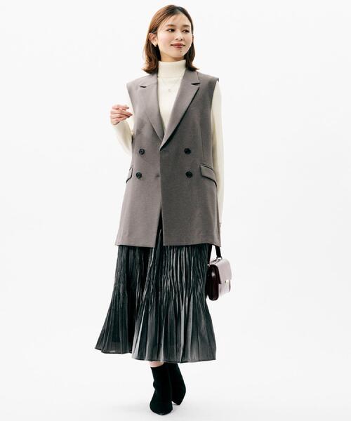 UNTITLED（アンタイトル）の「【セットアップ可/洗える】スラブテーラードカラージレ（ベスト・レディース・ブラウン系その他/ブラック・48/44/04/02/01/00）」の14枚目の写真