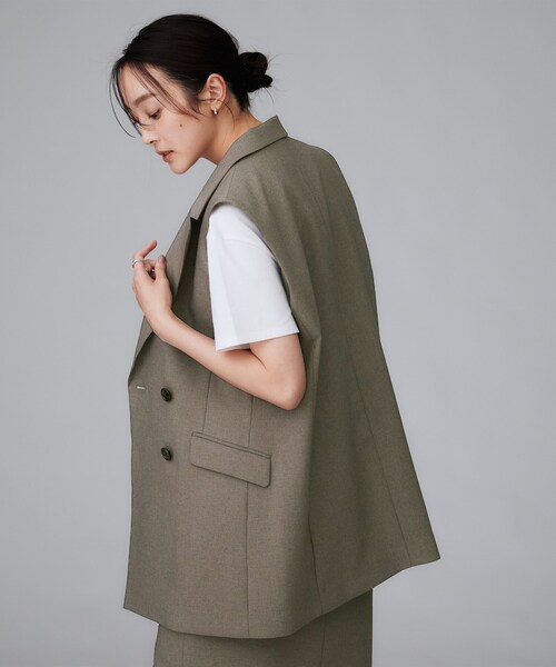 UNTITLED（アンタイトル）の「【セットアップ可/洗える】スラブテーラードカラージレ（ベスト・レディース・ブラウン系その他/ブラック・48/44/04/02/01/00）」の15枚目の写真