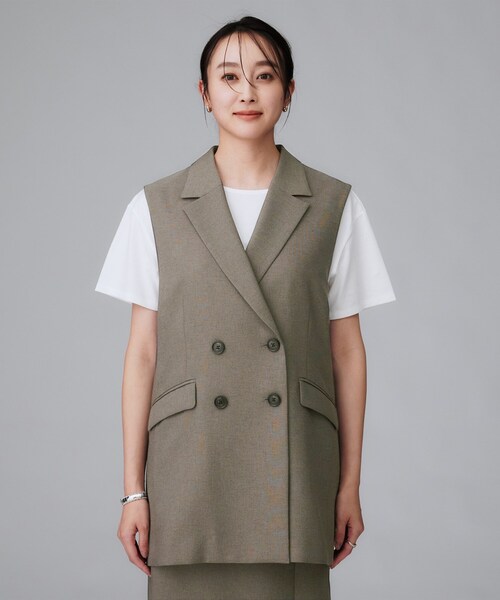 UNTITLED（アンタイトル）の「【セットアップ可/洗える】スラブテーラードカラージレ（ベスト・レディース・ブラウン系その他/ブラック・48/44/04/02/01/00）」の19枚目の写真