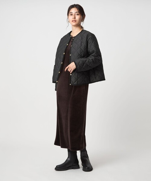 Traditional Weatherwear（トラディショナルウェザーウェア）の「【別注】＜Traditional Weatherwear＞ARKLEY Aライン キルティング ショート コート（ノーカラーコート・レディース・ブラック/ダークブラウン・32/34）」の9枚目の写真